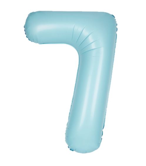 34" Unique Matte Blue Number 7 Foil Balloon - Click Image to Close