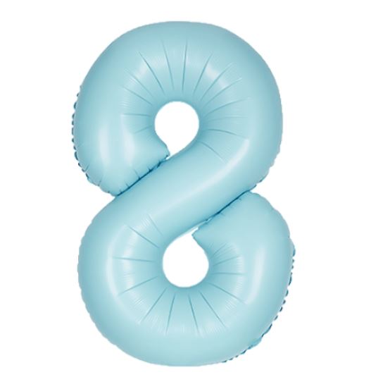 34" Unique Matte Blue Number 8 Foil Balloon - Click Image to Close