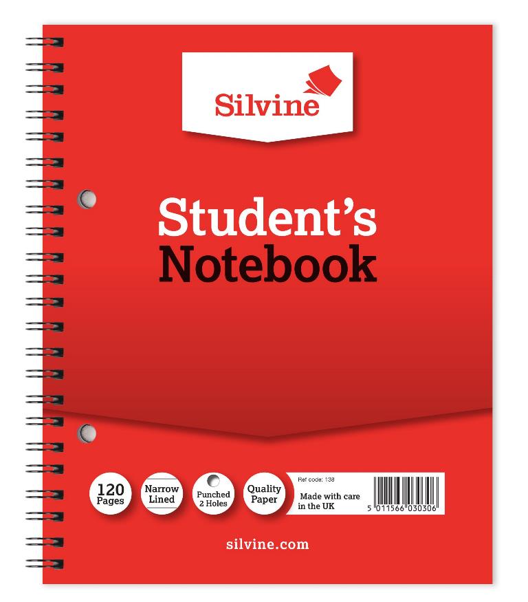 Silvine Twin Wire Students Notebook 203mm X 163mm 120 Pages - Click Image to Close