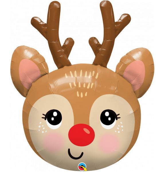 35" Shape Red Nosed Reindeer Head - Click Image to Close