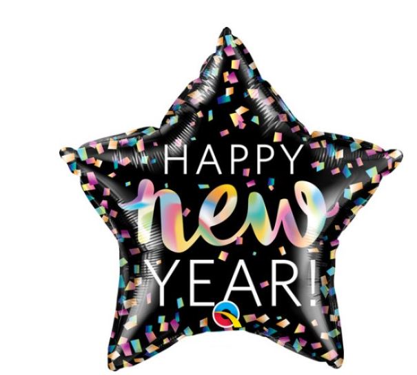 20" New Year Star Iridescent - Click Image to Close