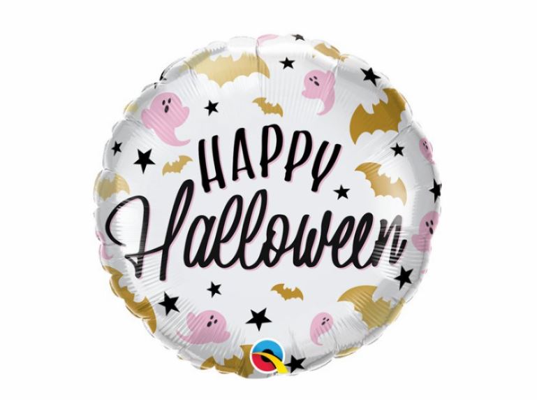 18" Qualatex Halloween Glam Bats And Ghosts Balloon - Click Image to Close