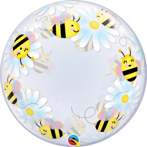 Qualatex 24" Sweet Bees & Daisies Deco Bubble - Click Image to Close