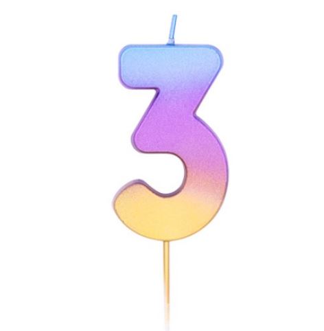 Age Three Rainbow Ombre Candle ( 1 ) - Click Image to Close