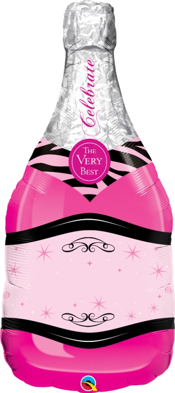 Qualatex 39" Celebrate Pink Bubbly Wine Bottle ( Personalise - Click Image to Close