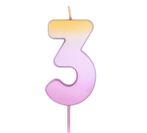 Age Three Rose Gold Ombre Candle ( 1 ) - Click Image to Close