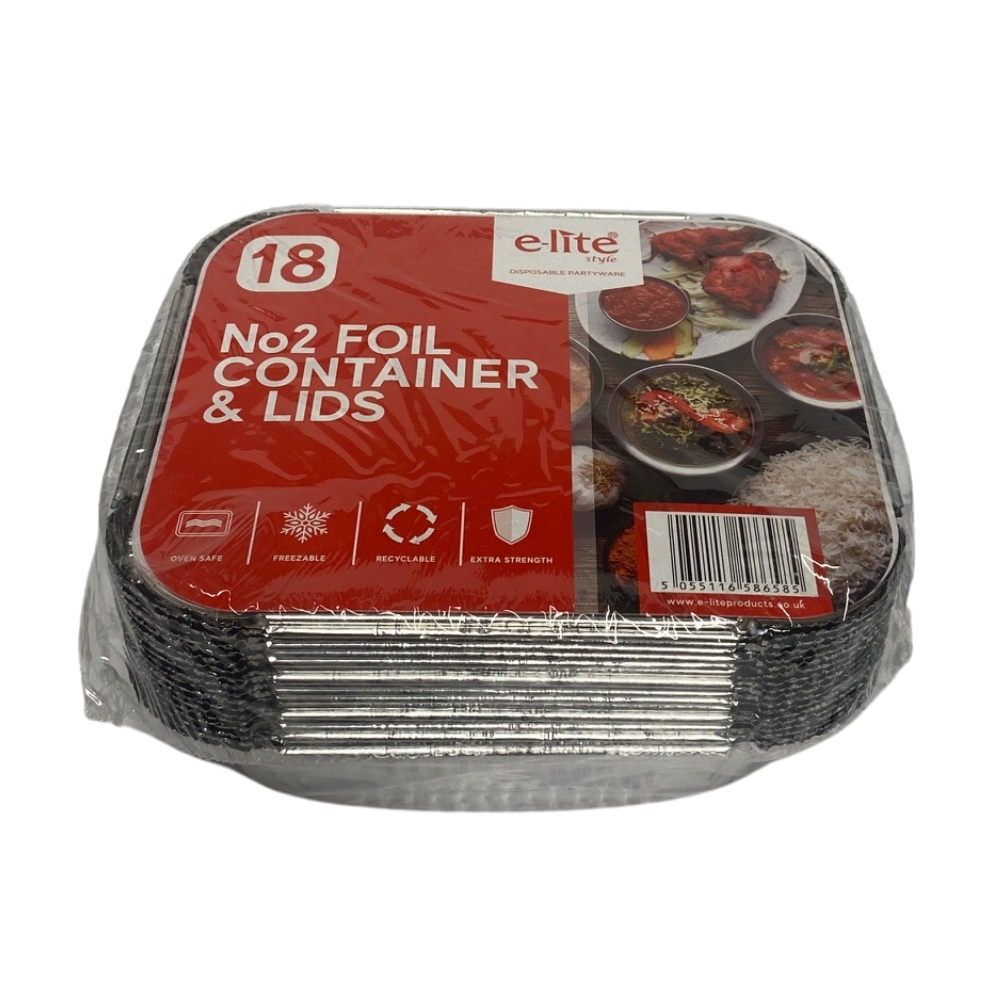Foil Containers & Lids 18 Pack No 2 - Click Image to Close