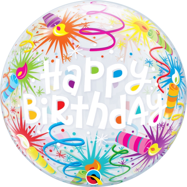 Qualatex 22" Happy Birthday Bubble Balloon - Click Image to Close
