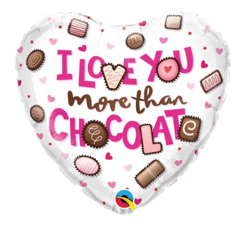 Qualatex 18" Heart I Love You More Than Chocolate - Click Image to Close