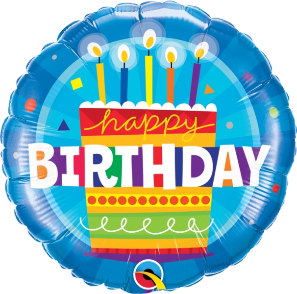 QUALATEX 18" BIRTHDAY CAKE BLUE ROUND