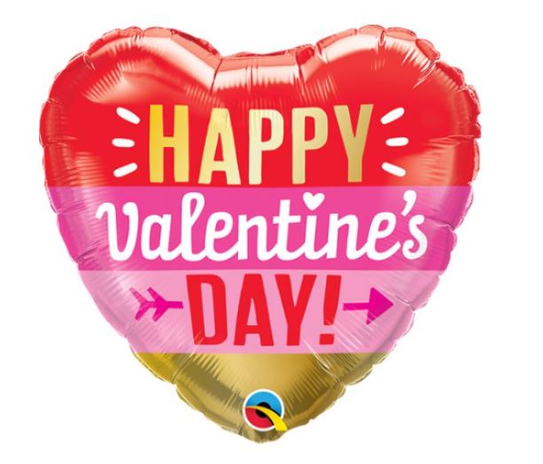 Valentines 18" Heart Day Arrow Stripes Balloon - Click Image to Close