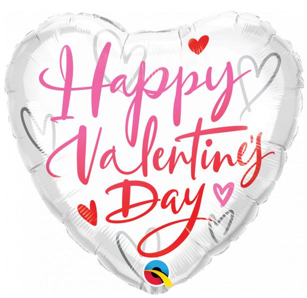 Qualatex 18" Heart Valentines Day Casual Script Balloon - Click Image to Close