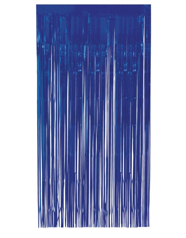 Royal Blue Foil Fringe Door Curtain 1m x 2m - Click Image to Close