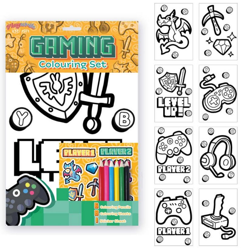 Gaming Colouring Set 29.5 x 22cm - Click Image to Close