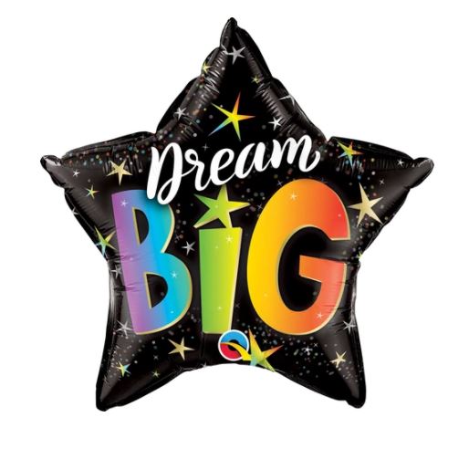 Qualatex 20" Star Dream Big Rainbow Stars Balloon - Click Image to Close