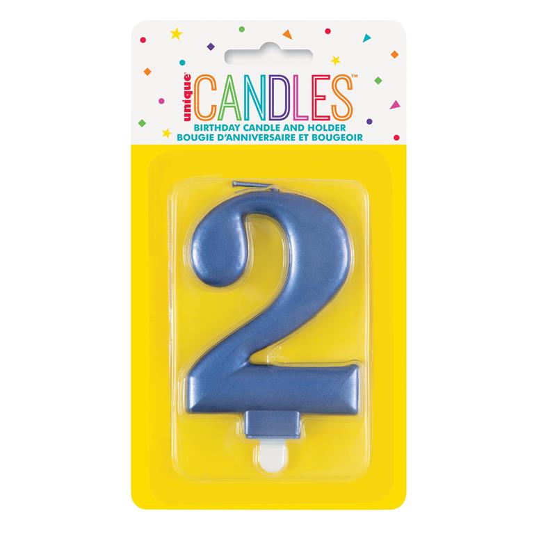Metallic Blue Number 2 Birthday Candle - Click Image to Close