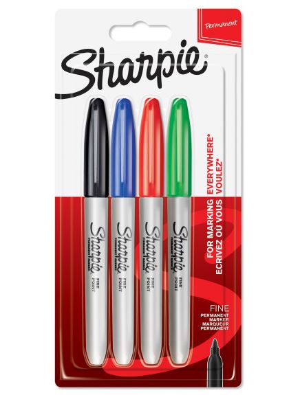 Assorted Sharpie Permanent Markers 4 Pack - Click Image to Close