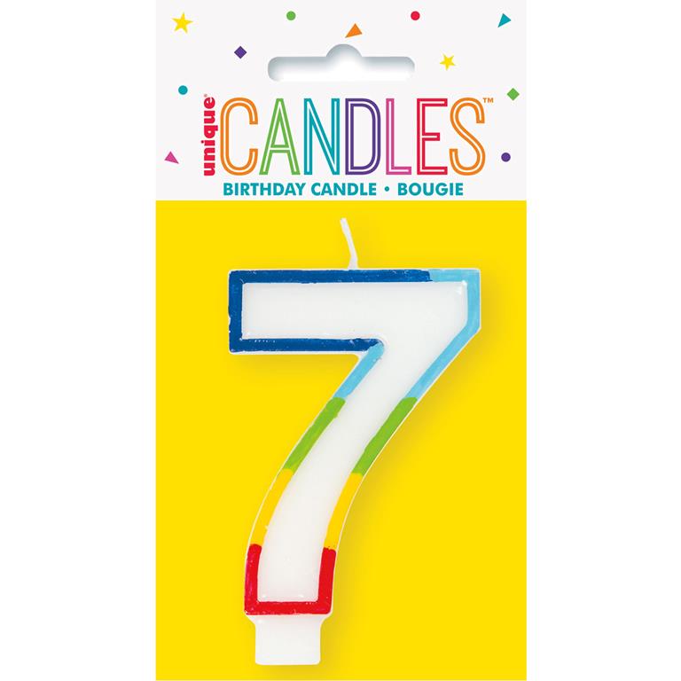 Rainbow Border Number 7 Birthday Candle - Click Image to Close