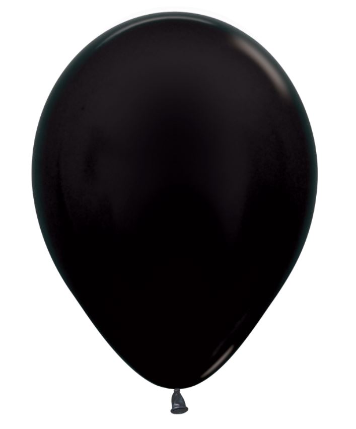12" Sempertex Mettalic Black Latex Balloons Pack Of 50 - Click Image to Close