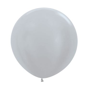 36" Satin Solid Silver 481 Latex Balloons 91.5cm - 2Pc - Click Image to Close