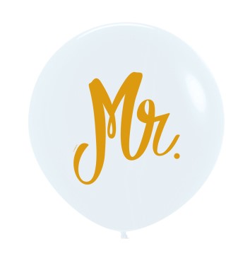 Mr Fashion Colour White 24" Latex Balloons 60cm 3 Pack 3PC