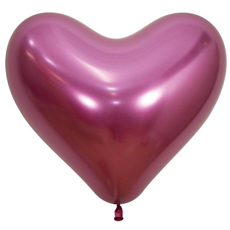 Reflex Heart 14" Fuchsia 50 Pack - Click Image to Close