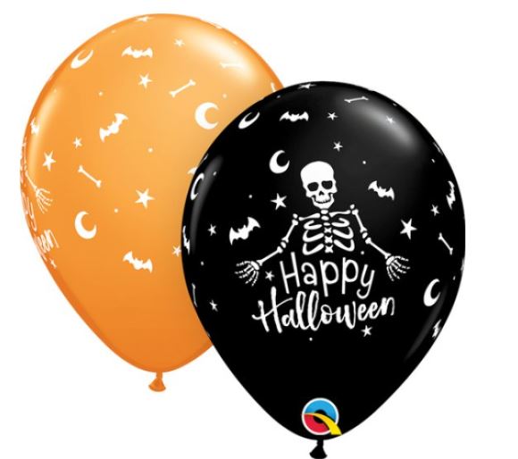 Round 11" Qualatex Orange & Onyx Halloween Balloon 25 Pack - Click Image to Close