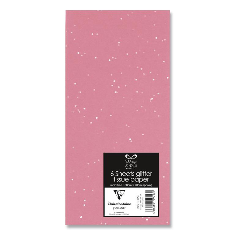 6 Glitter Tissue Baby Pink - Click Image to Close