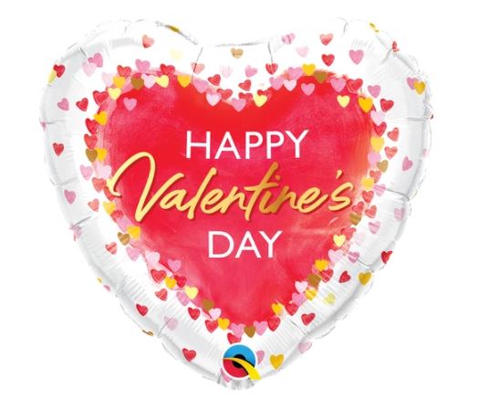 Qualatex 18" Heart Valentines Day Watercolor Hearts Balloon - Click Image to Close