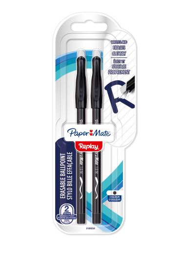 Paper Mate Replay Eraseable Black 2 Pack Pens - Click Image to Close