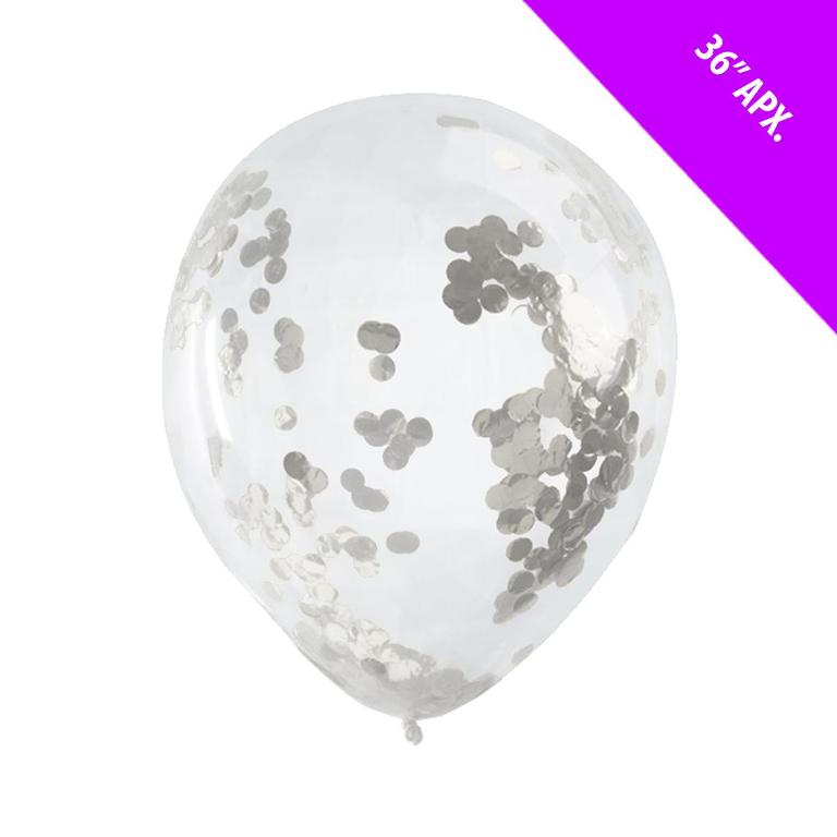 36" Foil Confetti Balloon Silver - Click Image to Close