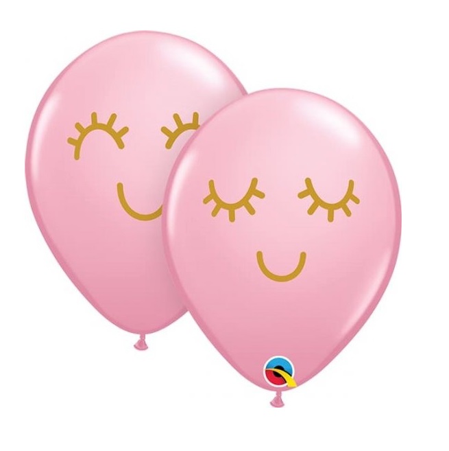 Qualatex 11" Round Pink Eyelashes Balloons Pack Of 25 - Click Image to Close
