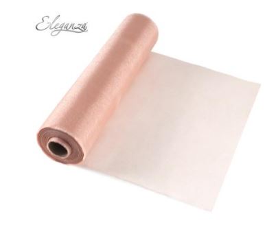 Eleganza Soft Sheer Organza 20cm X25M Rose Gold - Click Image to Close