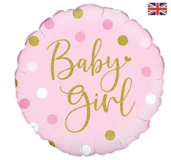 18" Sparkling Baby Girl Dots Holographic - Click Image to Close