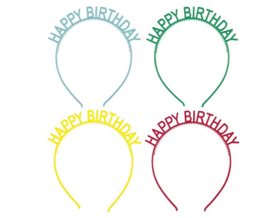4 Pack Happy Birthday Headband - Click Image to Close