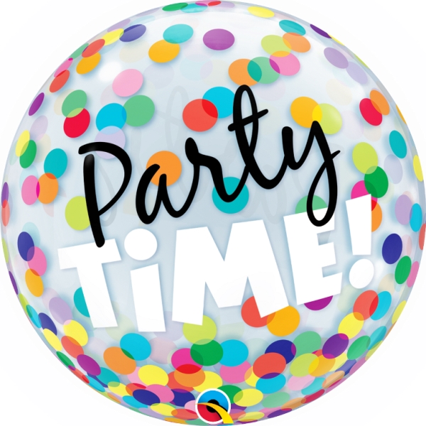 Qualatex 22" Party Time Coloufrul Dots Bubble Balloon - Click Image to Close