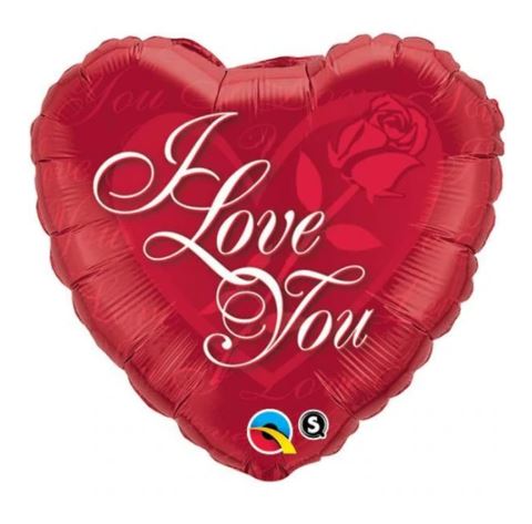 Qualatex 18" Heart I Love You Red Rose Balloon - Click Image to Close
