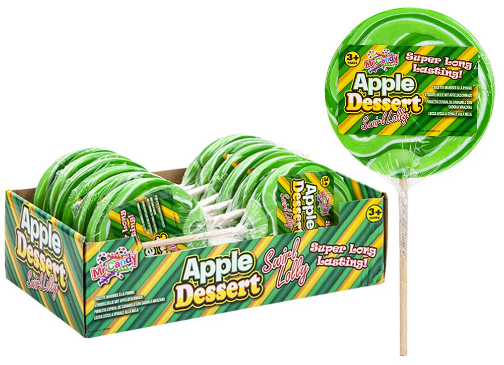 APPLE DESSERT SWIRL CANDY LOLLY ON WOODEN STICK 12 D/BOX - Click Image to Close