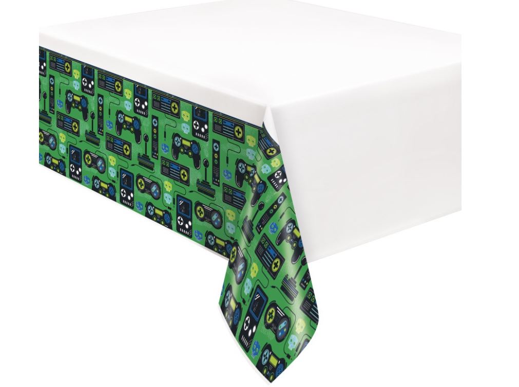 Gamer Birthday Plastic Table Cover 54" X 84" - Click Image to Close