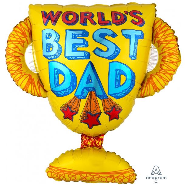 Fathers Day 26" X 27" Best Dad Trophy Shape Balloon - Click Image to Close