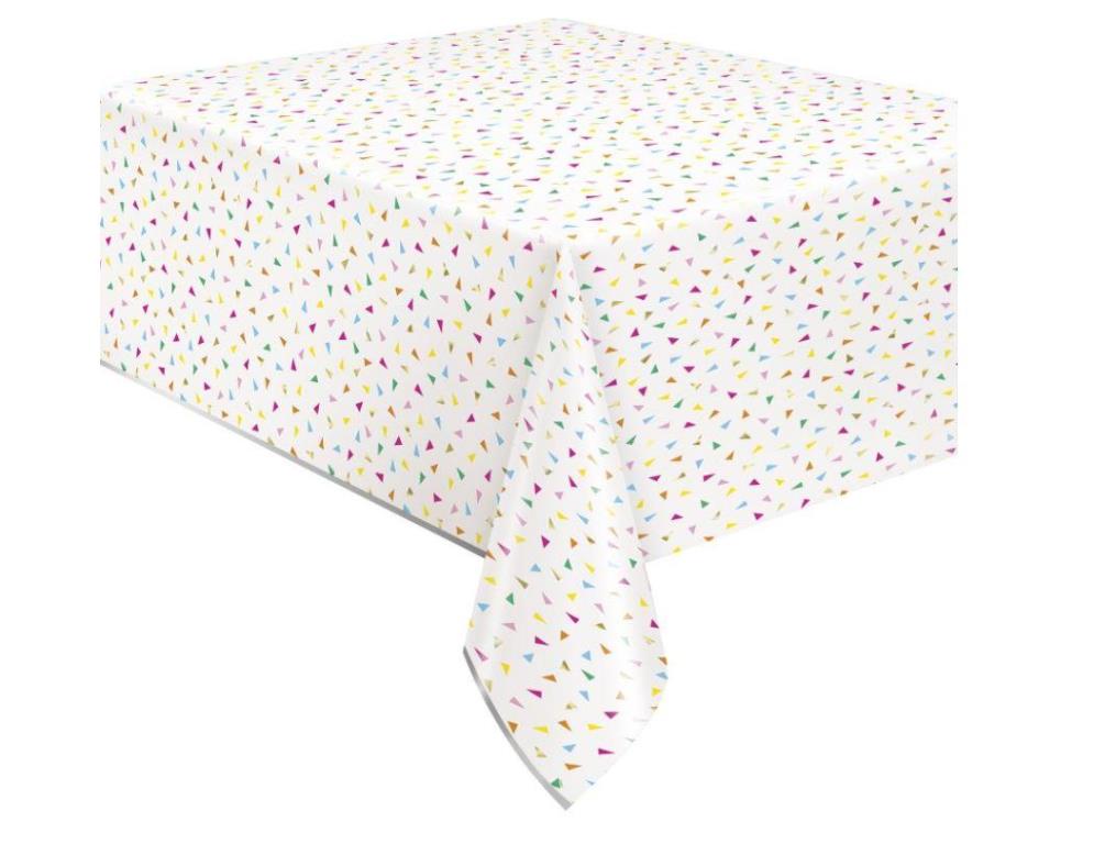 Bright Triangle Birthday Rectangular Foil Table Cover 54" - Click Image to Close