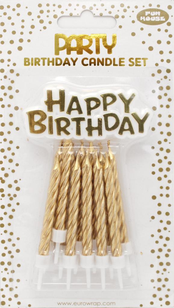GOLD METTALIC CAKE CANDLE SET - Click Image to Close
