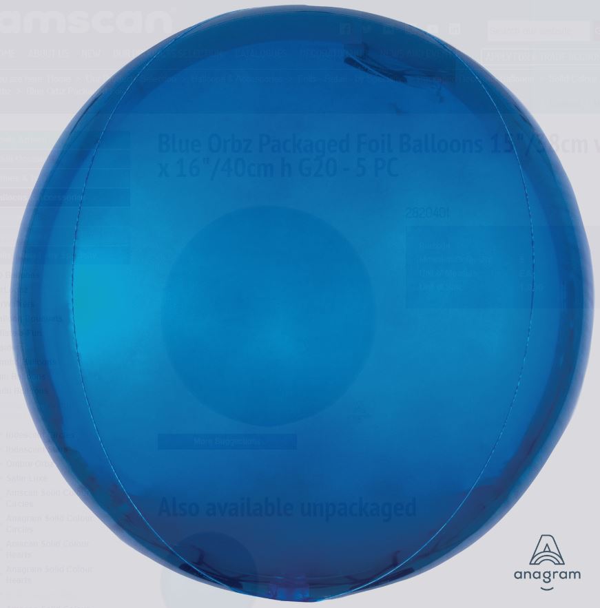 Blue Orbz Pack aged Foil Balloons 15" - Click Image to Close