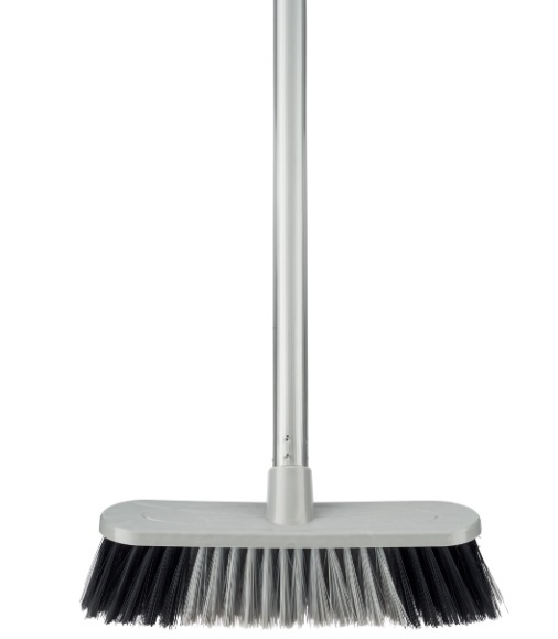 Silver Hard Broom With Handle - Click Image to Close