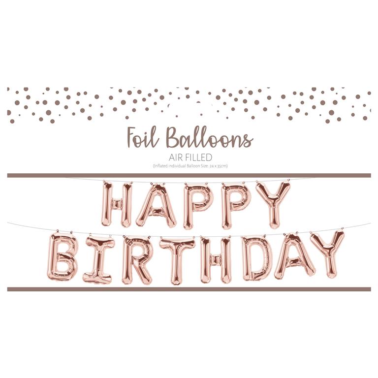 Birthday Rose Gold Foil Balloon - Click Image to Close
