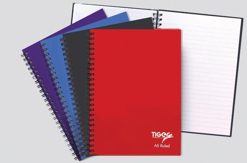 Tiger A5 Twin Wire Notebook 80 Lined Pages - Click Image to Close