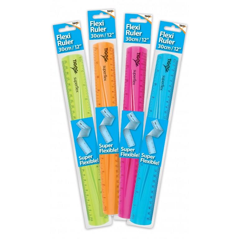 Tiger 12" 30cm Flexi Ruler ( Assorted Colours ) - Click Image to Close