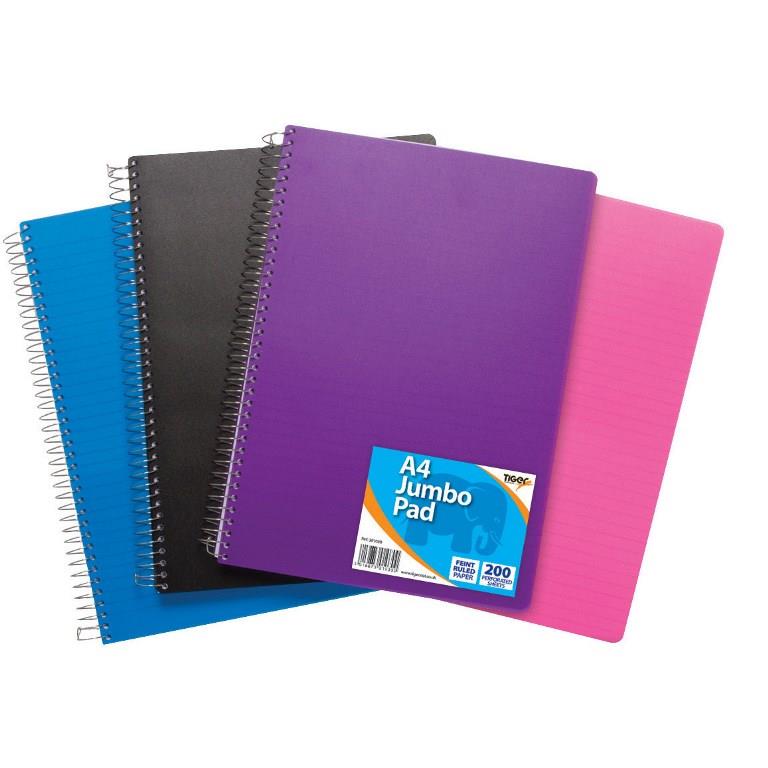 Tiger A4 Polyprop Jumbo Twin Wire Notebook 200 Pages - Click Image to Close