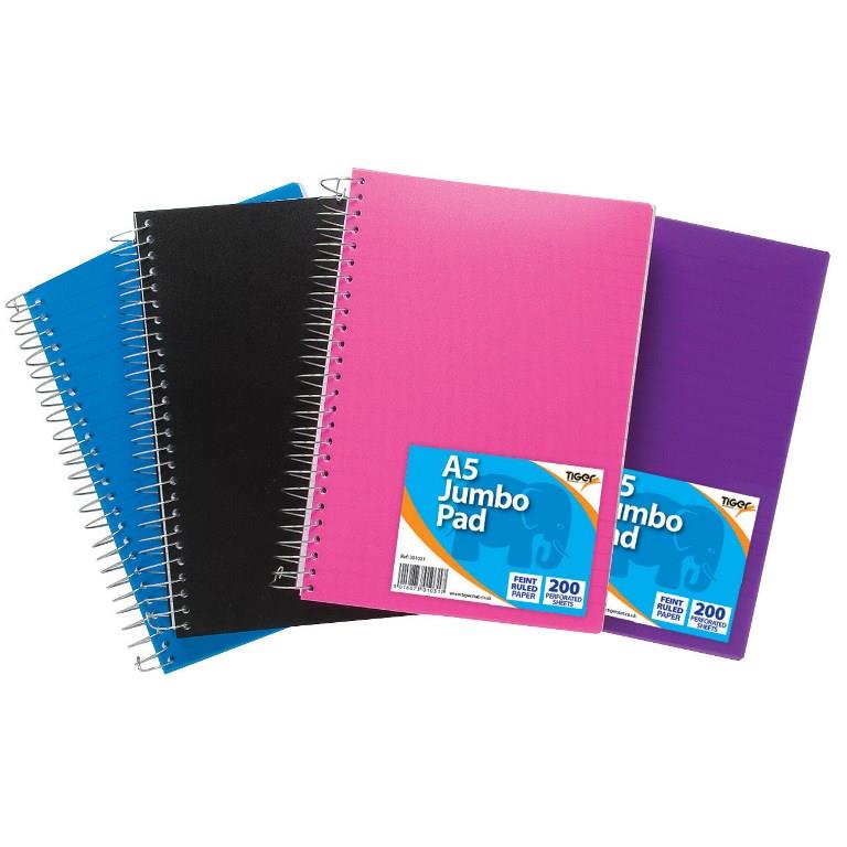 Tiger A5 Polyprop Jumbo Twin Wire Notebook 200 Pages - Click Image to Close