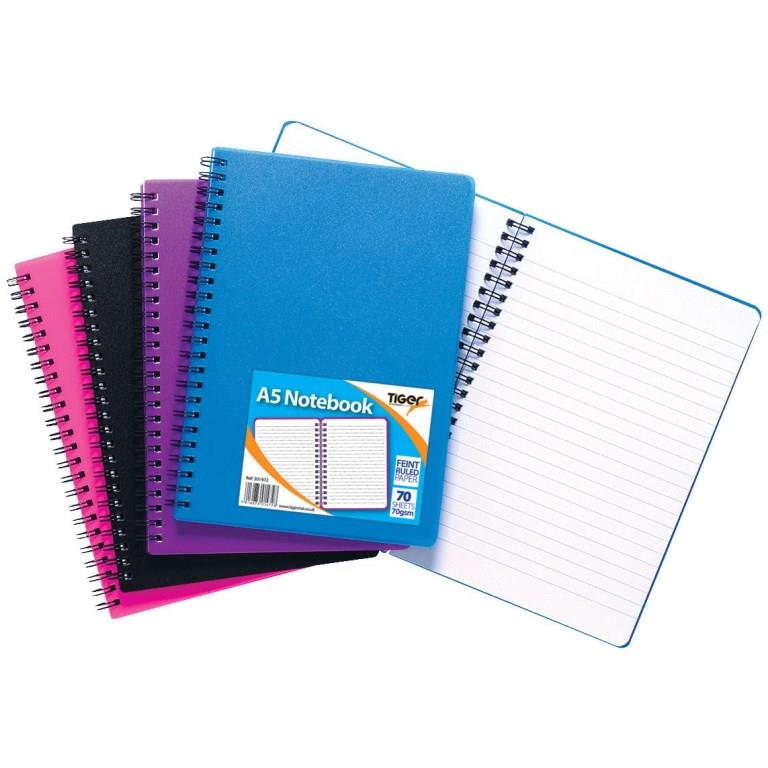Tiger A5 Polyprop Twin Wire Notebook 140 Pages - Click Image to Close